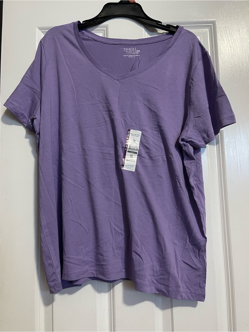 Time and Tru Lavender V-Neck Short Sleeve Tee